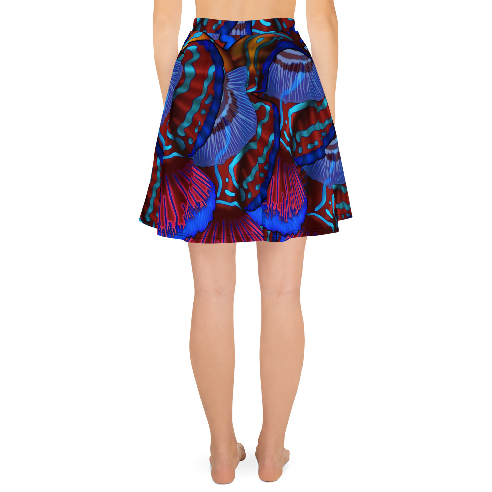 CAVIS Mandarinfish Pattern Skater Style Flared Skirt - Back