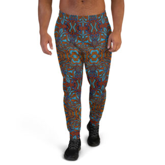 CAVIS Wonderpus Joggers - Orange Blue Octopus Pattern Men's Sweatpants - Front