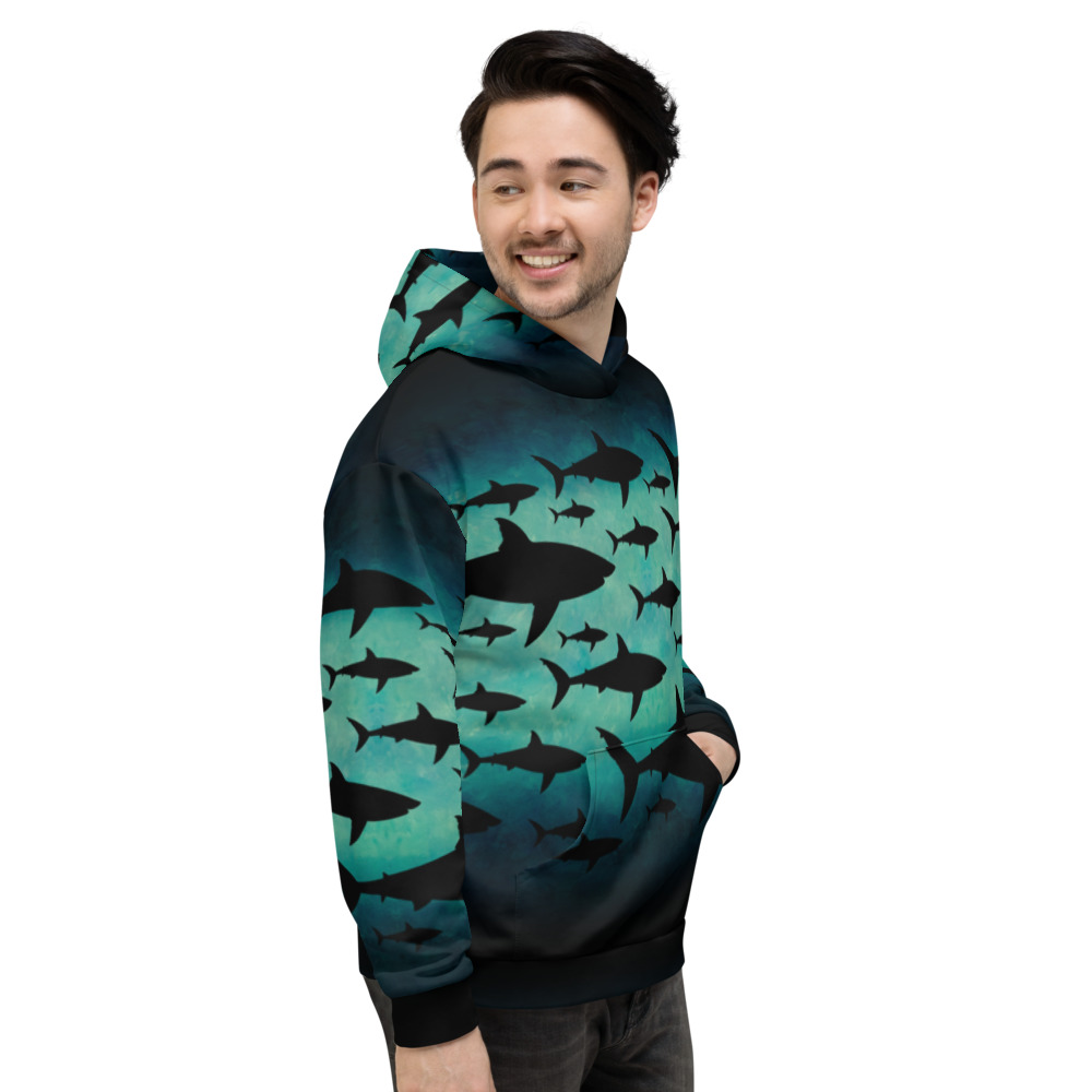 CAVIS Shark Pattern Pull-over Sweatshirt Hoodie - Front