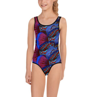 CAVIS Mandarinfish Colorful Girl's Swimsuit - Kids - Front