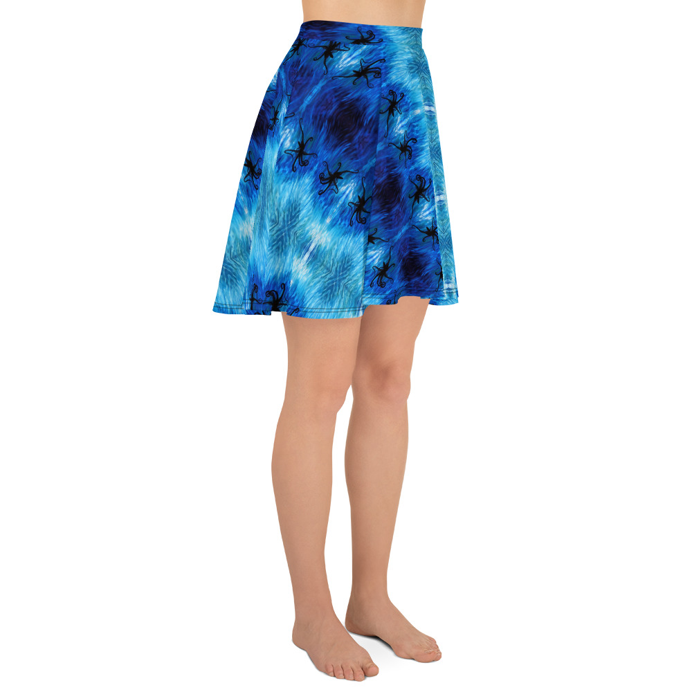 CAVIS Blue Ocean Octopus Skater Style Flare Skirt - Right