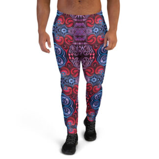 CAVIS Celtic Heart Joggers - Red Blue Pattern Men's Sweatpants - Front