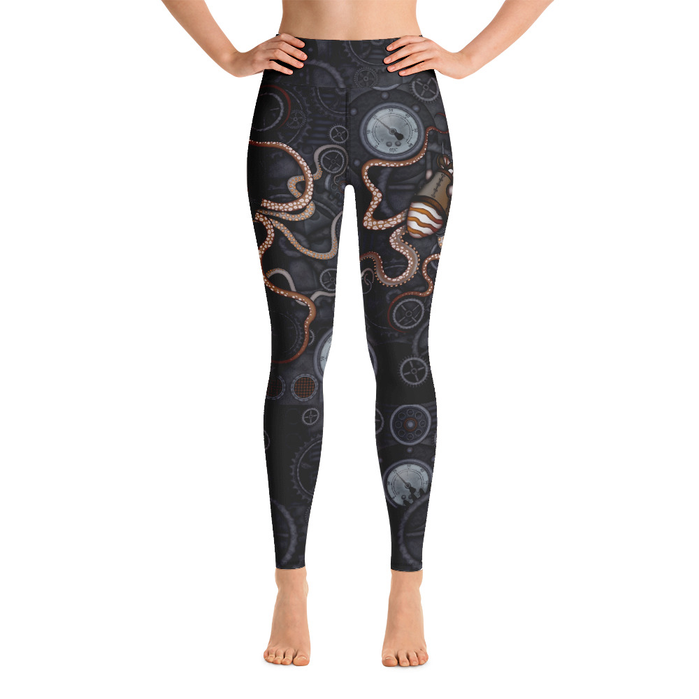 CAVIS Steampunk Octopus Gears Women's High Waist Leggings - Front 2