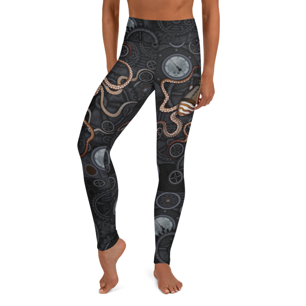 CAVIS Steampunk Octopus Gears Women's High Waist Leggings - Front