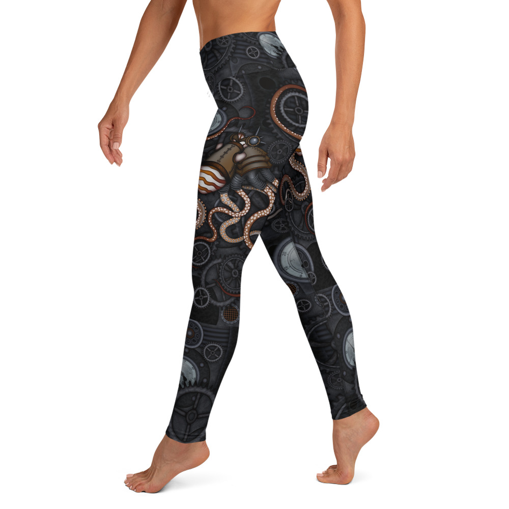 CAVIS Steampunk Octopus Gears Women's High Waist Leggings - Left