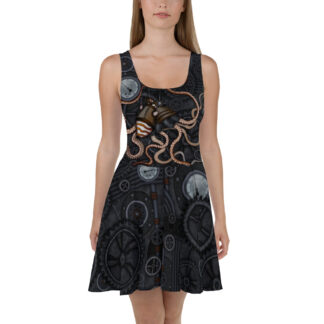 CAVIS Steampunk Octopus Women's Flared Dress - Front