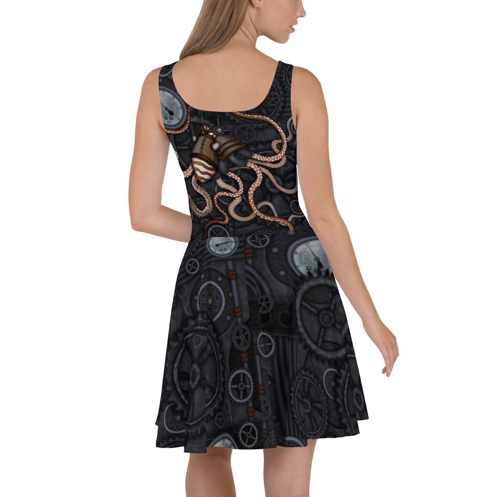 CAVIS Steampunk Octopus Women's Flared Dress - Back
