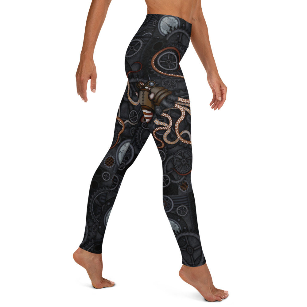 CAVIS Steampunk Octopus Gears Women's High Waist Leggings - Right