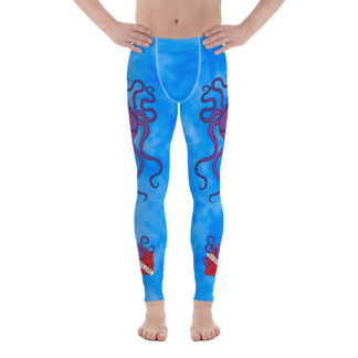 CAVIS Dive Flag Octopus Men's Leggings - Undersea Life - Bright Blue - Front