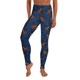 CAVIS Flying Octopus Women's High Waist Leggings - Scuba Diver Leggings - Front