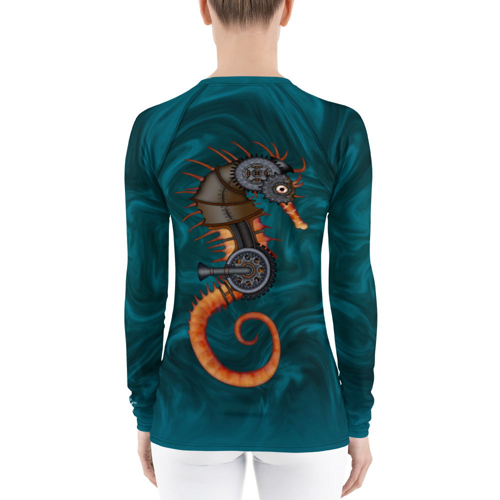 CAVIS Steampunk Seahorse Women’s Rash Guard - Back