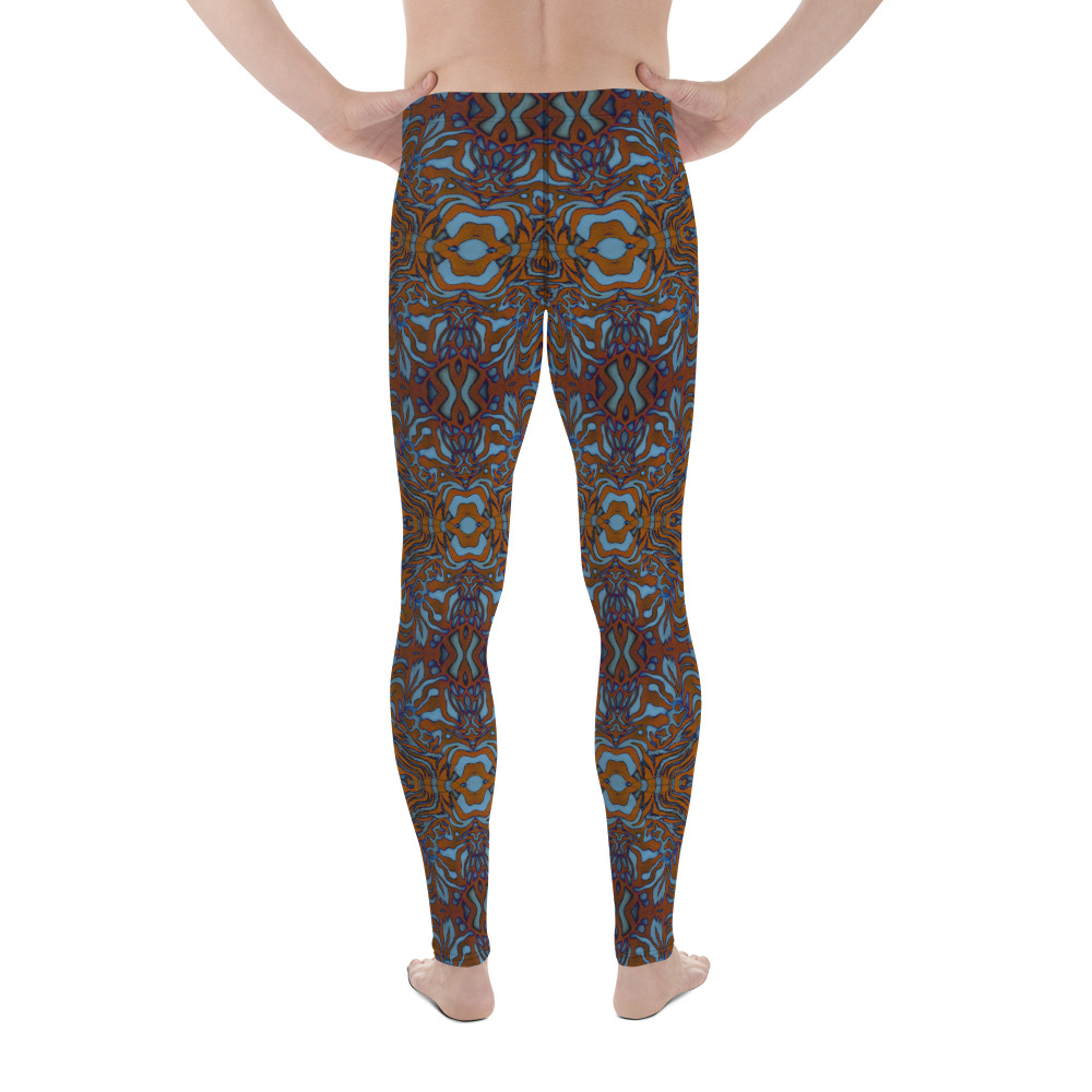 CAVIS Wunderpus Men’s Leggings - Orange Blue Octopus Pattern Dive Skin - Yoga Pants - Back