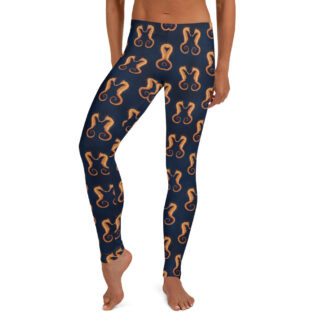 CAVIS Seahorse Pattern Leggings, Athletic Scuba Dive Skin Yoga Pants - Front