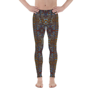CAVIS Wunderpus Men’s Leggings - Orange Blue Octopus Pattern Dive Skin - Yoga Pants - Front