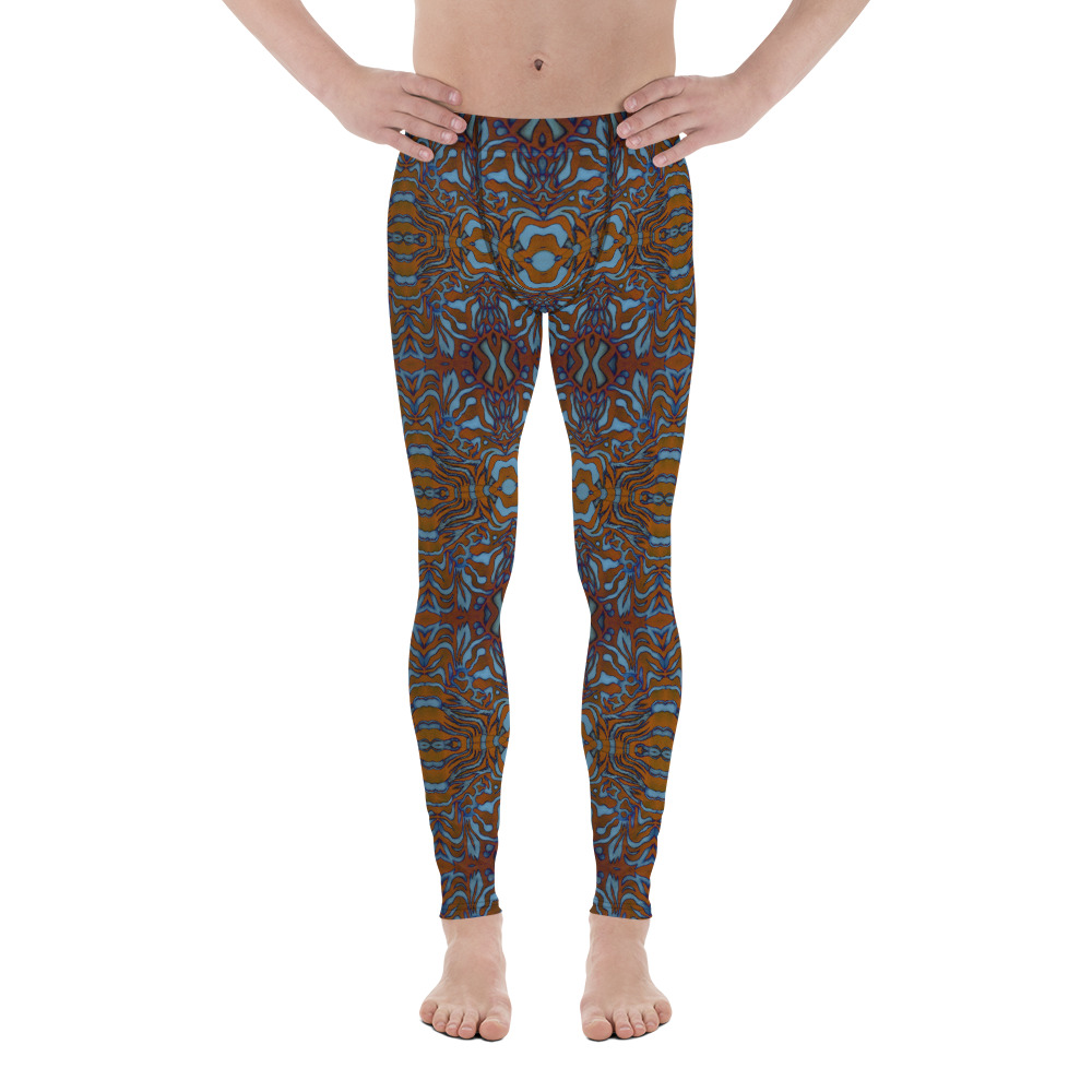 CAVIS Wunderpus Men’s Leggings - Orange Blue Octopus Pattern Dive Skin - Yoga Pants - Front