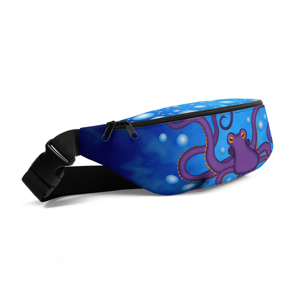 CAVIS Purple Octopus Bubbles Fanny Pack, Sea Life Waist Bag Cartoon Fashion Belt Pack - Image 2
