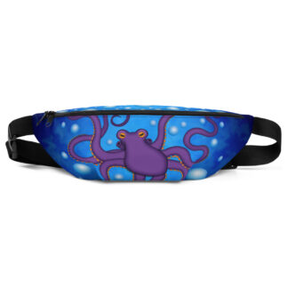 CAVIS Purple Octopus Bubbles Fanny Pack, Sea Life Waist Bag Cartoon Fashion Belt Pack