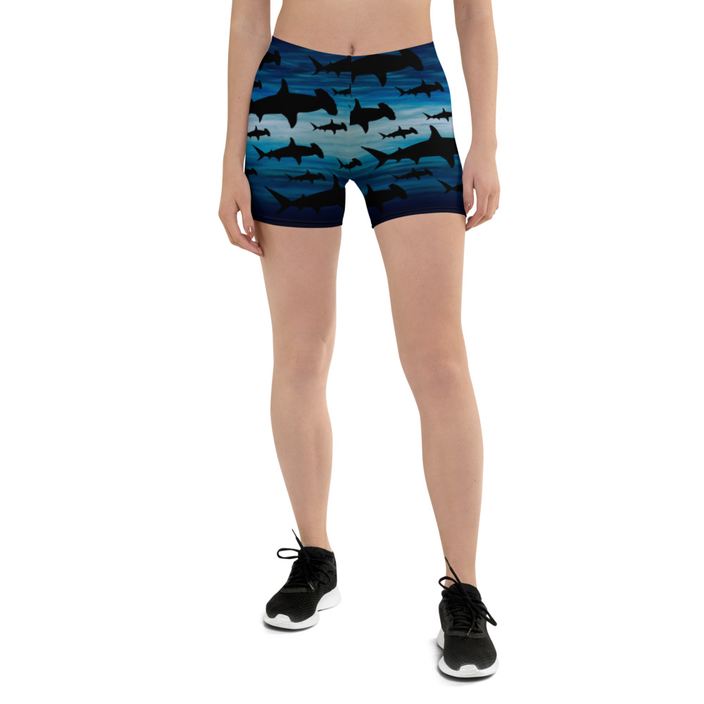CAVIS Shark Pattern Hammerhead Fitted Yoga Shorts, Boy Shorts for Athletics or Swim Bottoms - Image 8