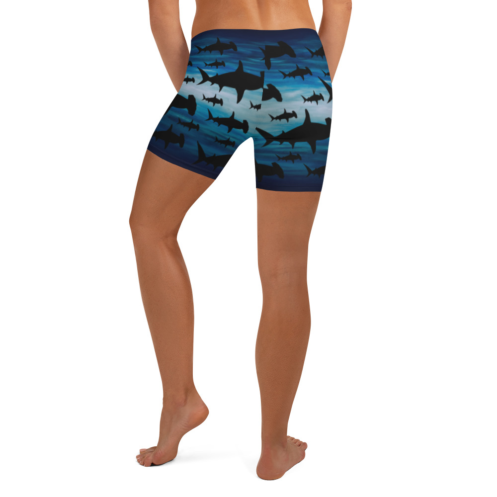 CAVIS Shark Pattern Hammerhead Fitted Yoga Shorts, Boy Shorts for Athletics or Swim Bottoms - Image 11