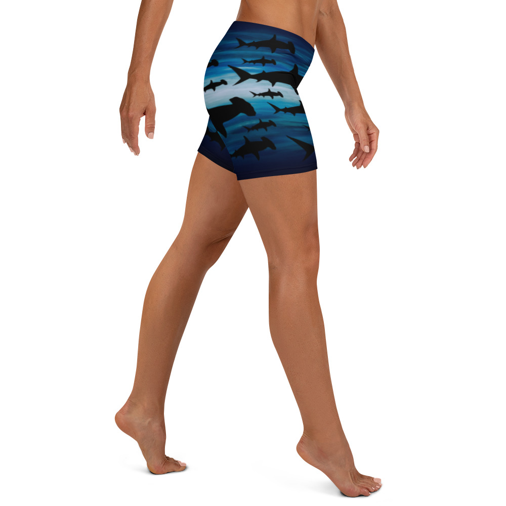 CAVIS Shark Pattern Hammerhead Fitted Yoga Shorts, Boy Shorts for Athletics or Swim Bottoms - Image 13