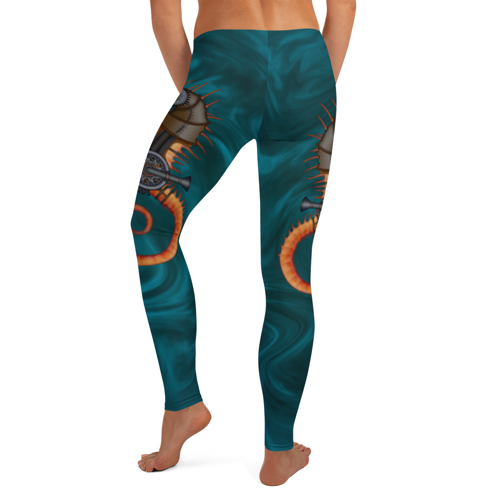 CAVIS a Steampunk Seahorse Leggings, Sea Life Dive Skin Yoga Pants - Image 5