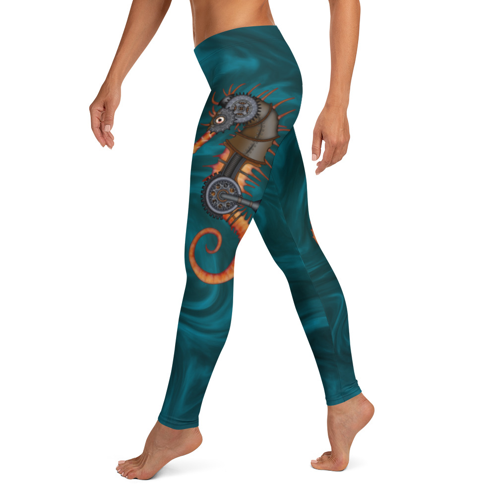CAVIS a Steampunk Seahorse Leggings, Sea Life Dive Skin Yoga Pants - Image 6