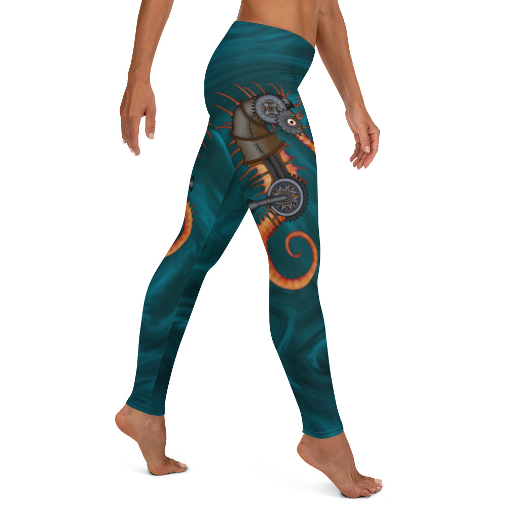 CAVIS a Steampunk Seahorse Leggings, Sea Life Dive Skin Yoga Pants - Image 7