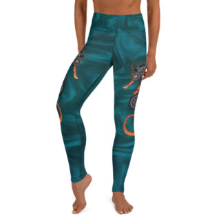 CAVIS a Steampunk Seahorse High Waist Leggings, Sea Life Dive Skin Yoga Pants