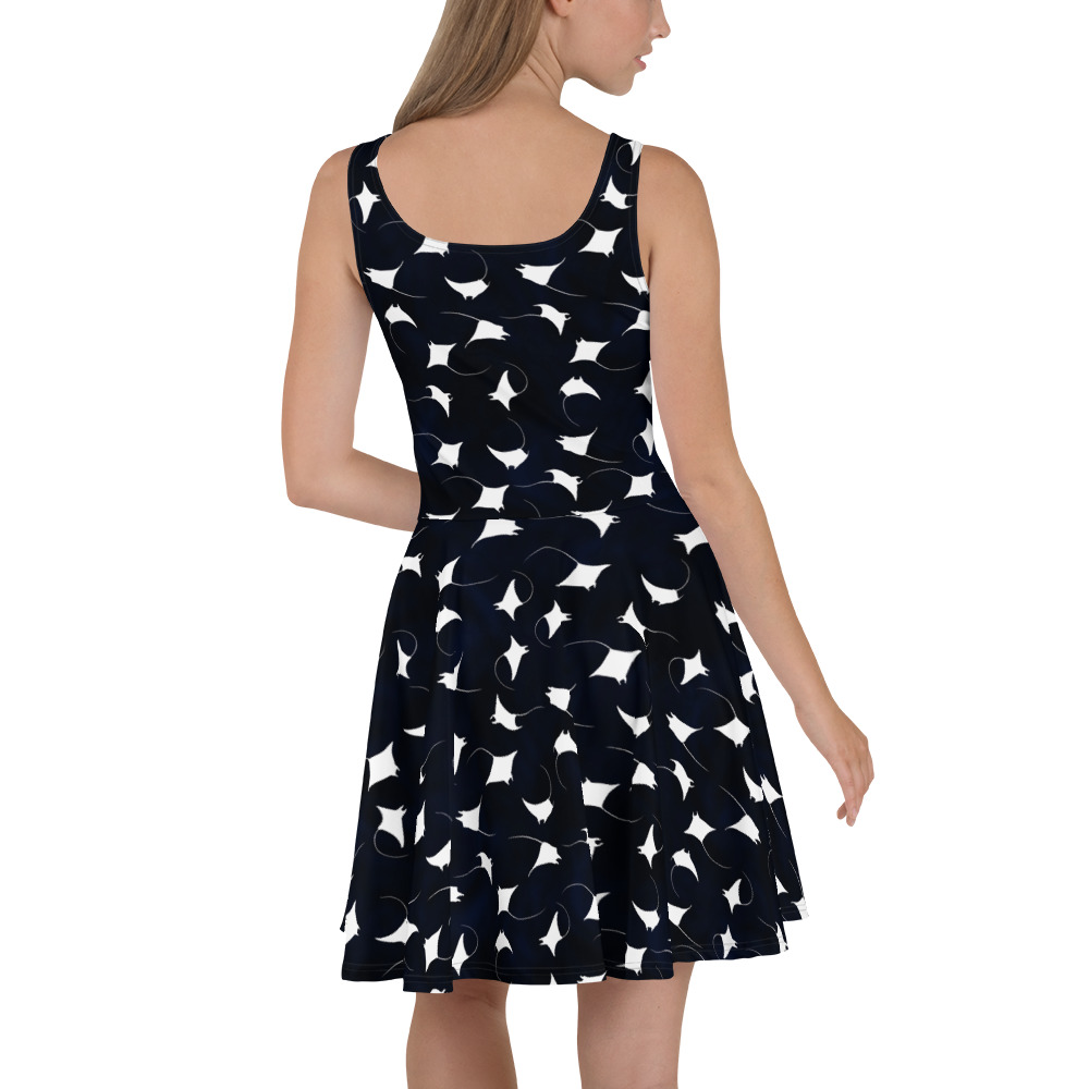 CAVIS Mobula Ray Skater Dress, Alternative Devil Rays Goth Flare Dress - Back