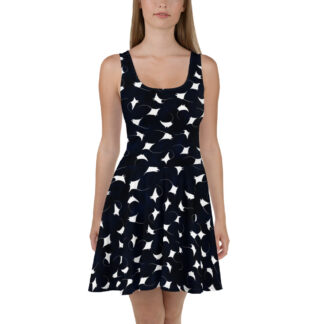 CAVIS Mobula Ray Skater Dress, Alternative Devil Rays Goth Flare Dress - Front