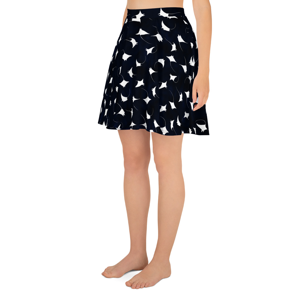 CAVIS Mobula Ray Skater Skirt, Alternative Devil Rays Goth Flare Skirt - Image 3