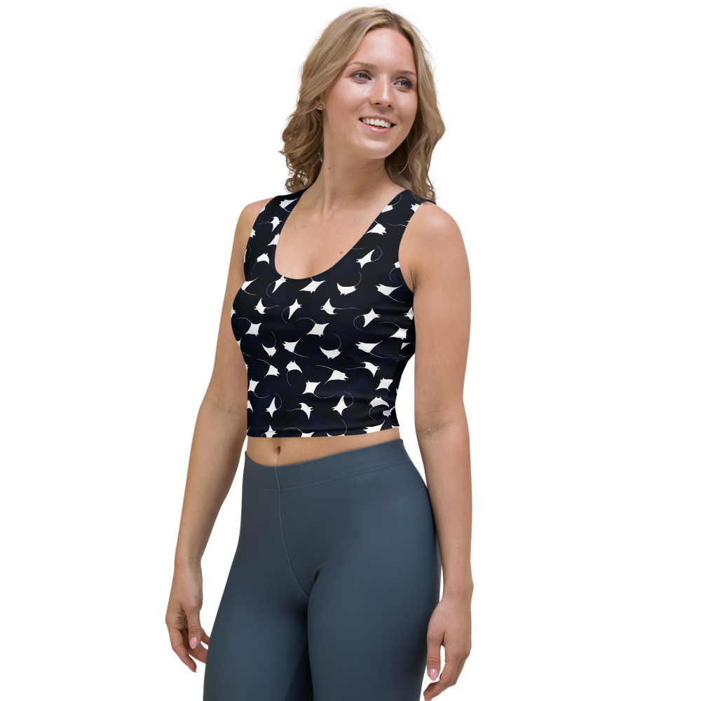 Mobula Manta Ray Crop Top, Tank, Swim Top - Left Front