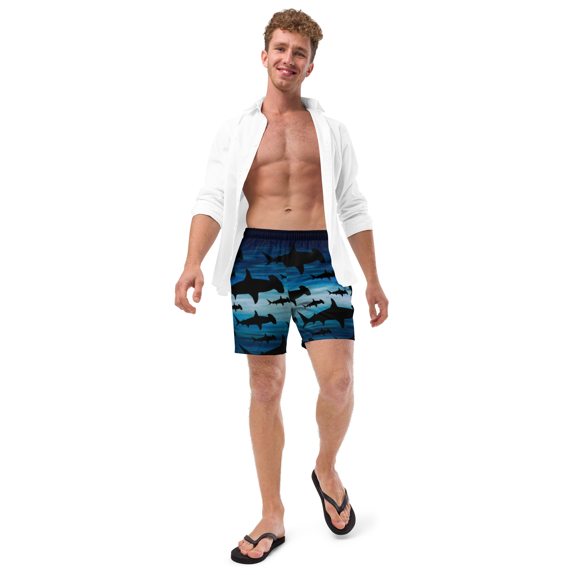 CAVIS a Shark Pattern Hammerhead Men's Swim Trunks, Sea Life Swimsuit - Image 2