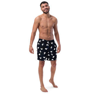 CAVIS Mobula Ray Men's Swim Trunks, Alternative Devil Rays Goth Swimsuit