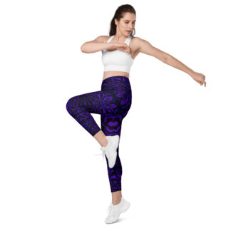 CAVIS Wunderpus Pattern Leggings, Dark Purple Sea Life Dive Skin Yoga Pants
