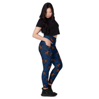 CAVIS Flying Octopus High Waist Leggings with Pockets, Alternative Purple Blue Dive Skin Yoga Pants