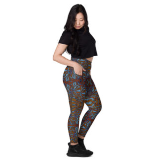 CAVIS Wunderpus Pattern Leggings, Orange Blue Sea Life Dive Skin Yoga Pants