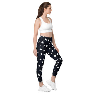 CAVIS Mobula Ray High Waist Leggings with Pockets, Alternative Devil Ray Dive Skin Yoga Pants
