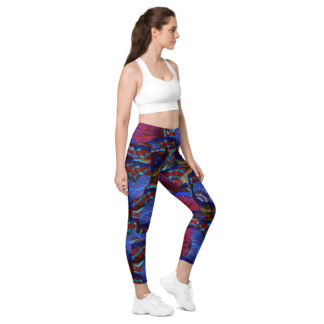 CAVIS Mandarinfish Leggings with Pockets, Unique Sea Life Dive Skin Yoga Pants