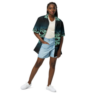 CAVIS Shark Pattern Unisex Button Up Shirt, Alternative Sea Life Top