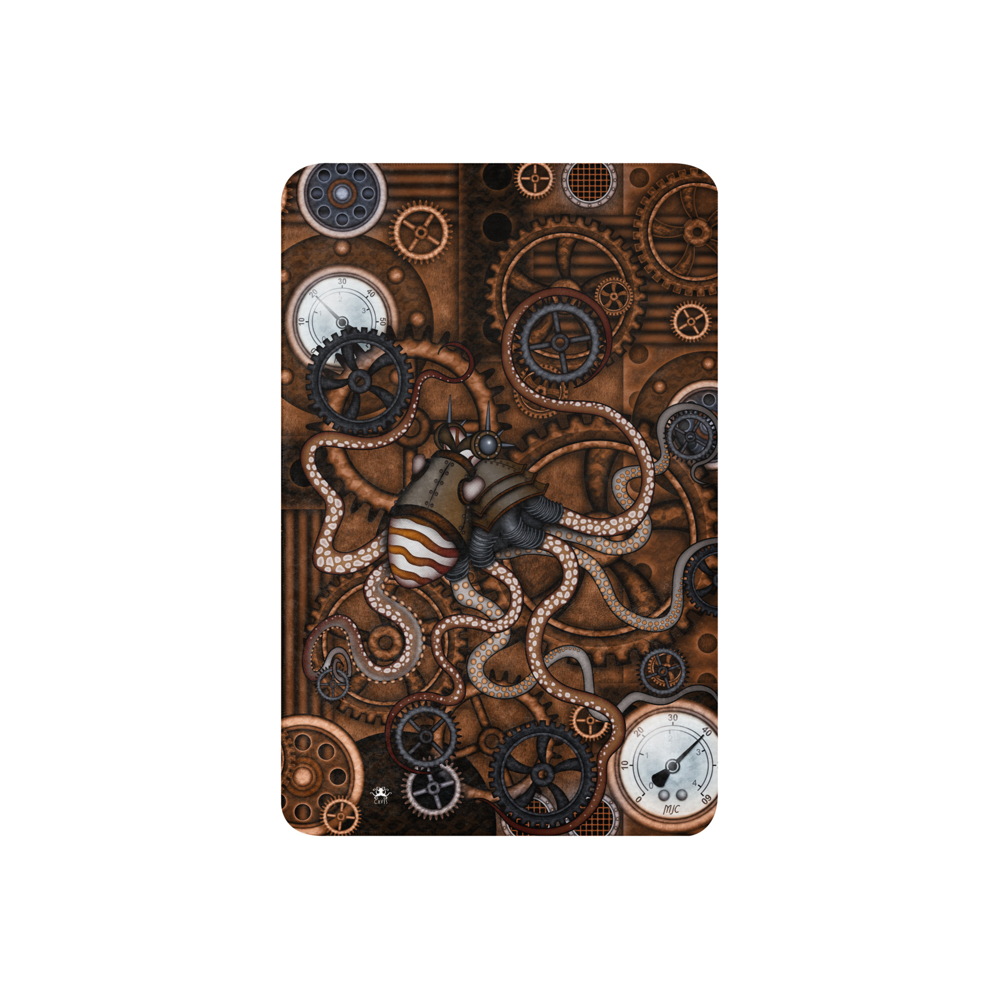 CAVIS a Steampunk Octopus (Copper) Sherpa blanket, Sea Life patterned Linens