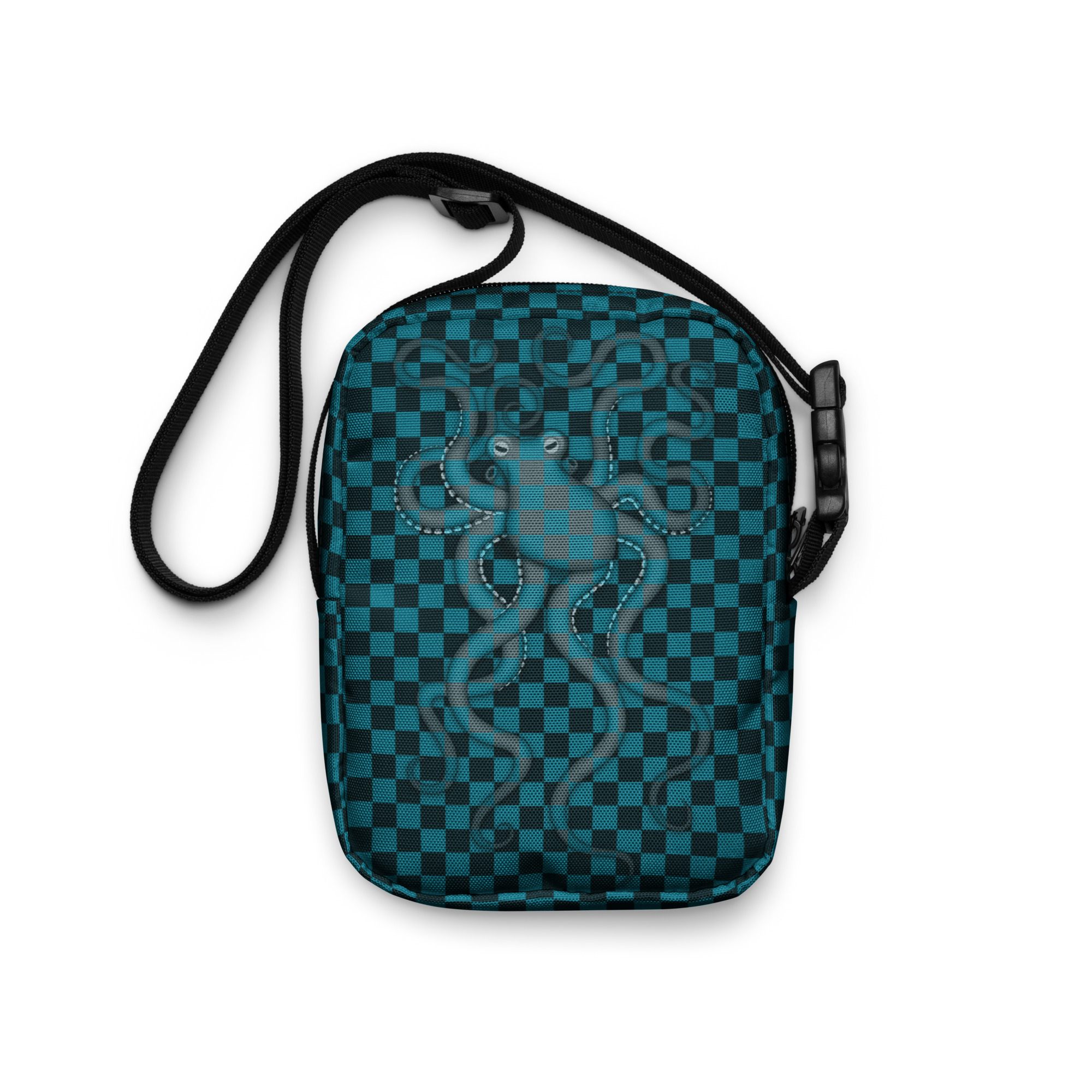 CAVIS Checkered Camouflage Octopus Nautical Utility Cross-body Bag, Underwater Sea Life Tote