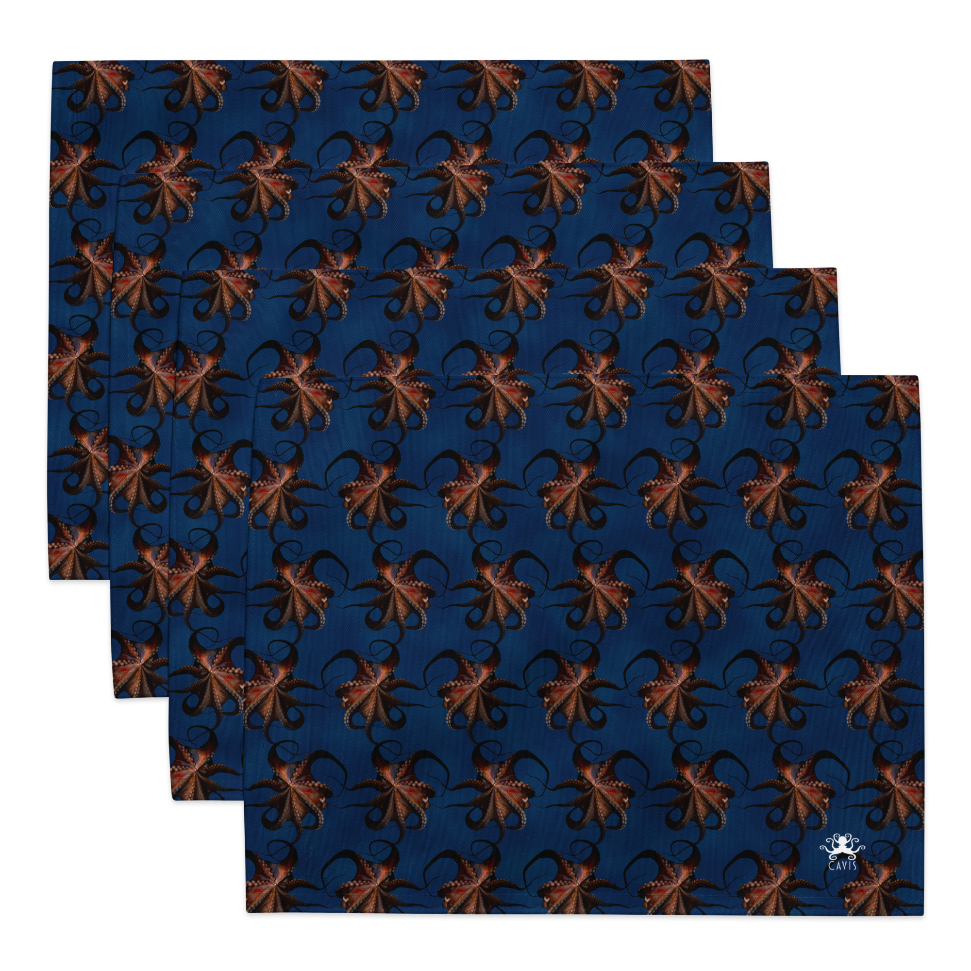 CAVIS Flying Octopus Placemat Set, Nautical Decorative Fabric Mat Place Setting