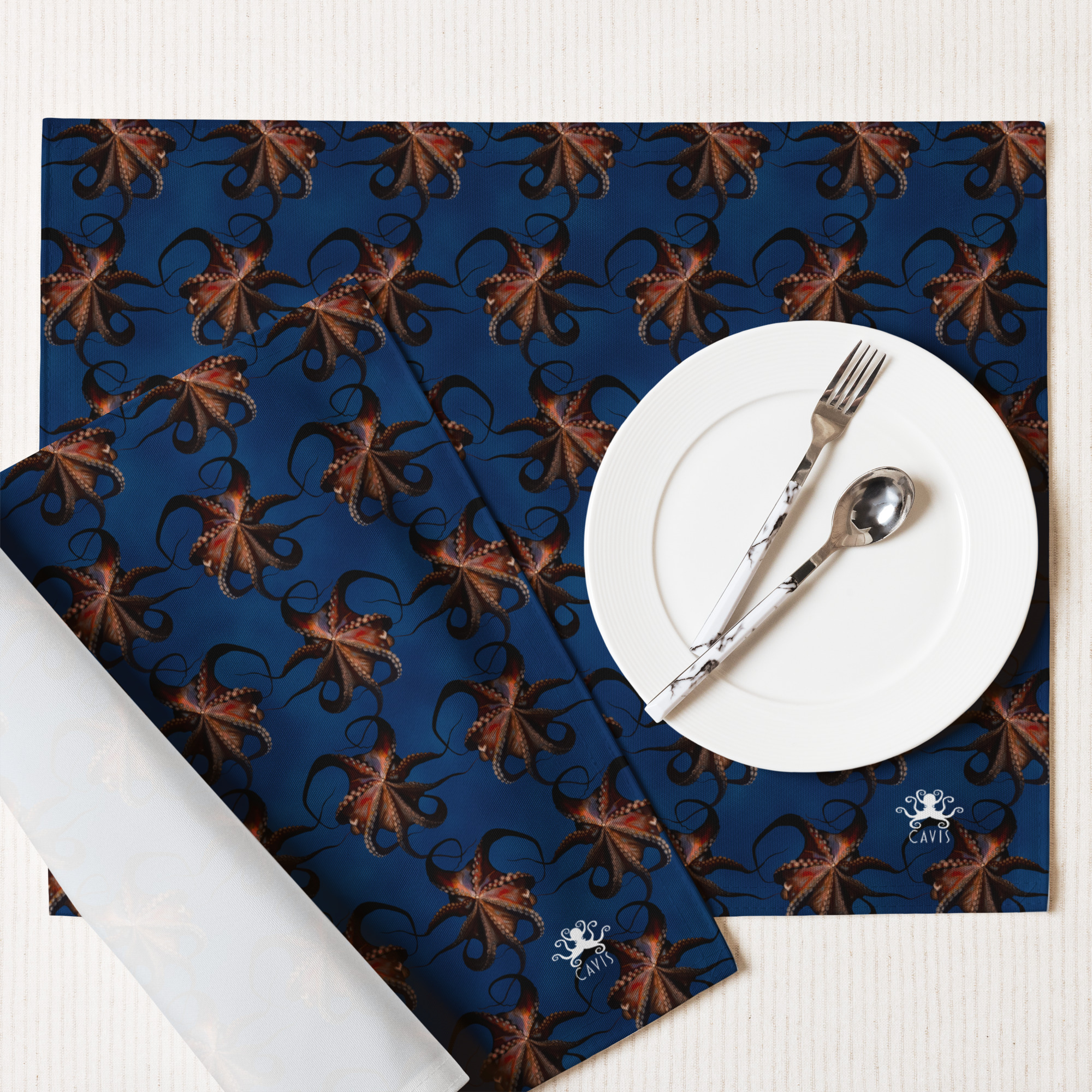 CAVIS Flying Octopus Placemat Set, Nautical Decorative Fabric Mat Place Setting - Image 5
