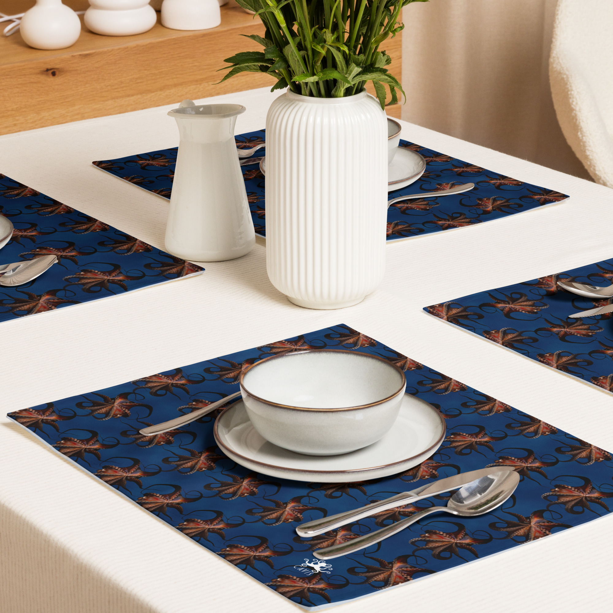 CAVIS Flying Octopus Placemat Set, Nautical Decorative Fabric Mat Place Setting - Image 7