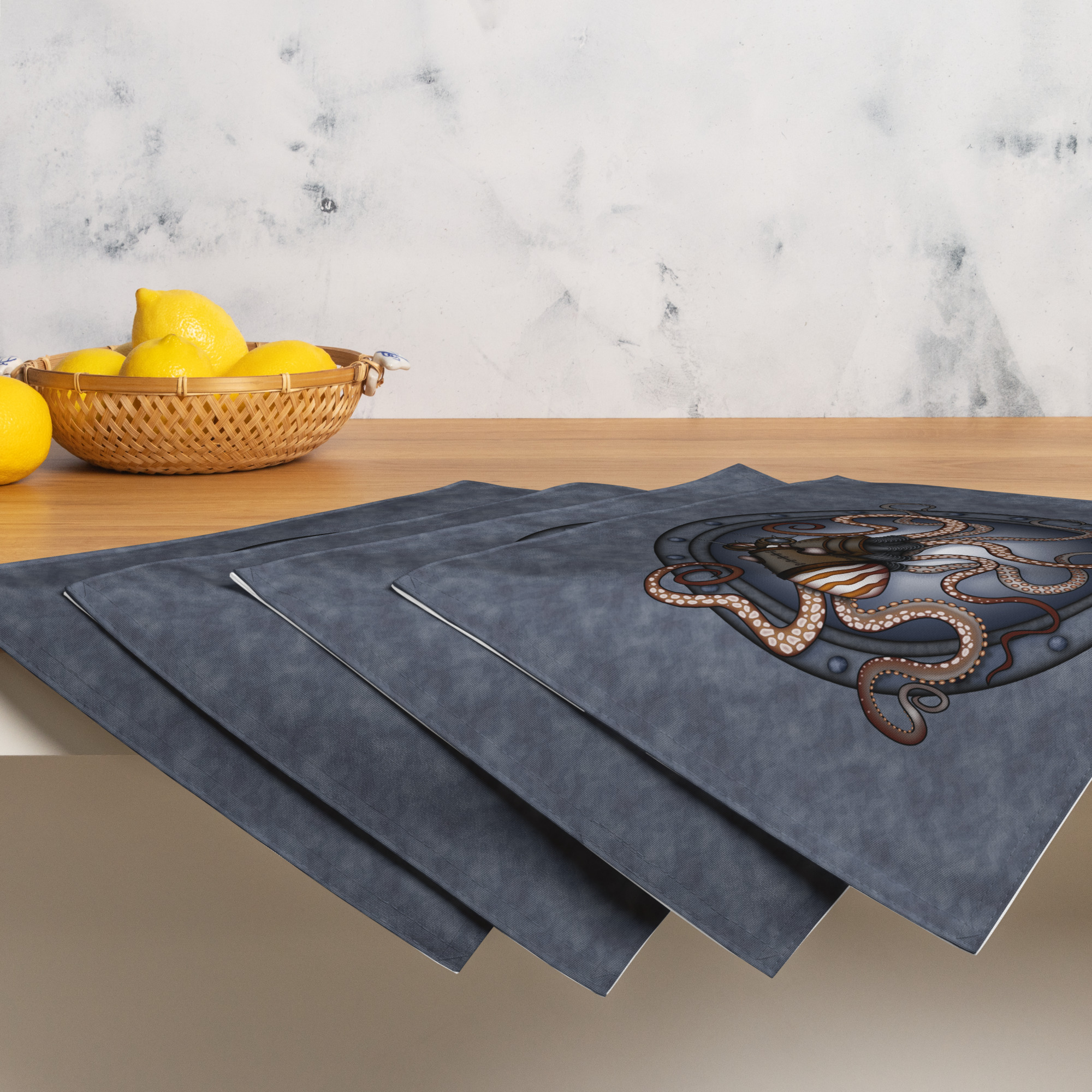 CAVIS Steampunk Octopus Placemat Set, Nautical Porthole Fabric Mat Place Setting - Image 2