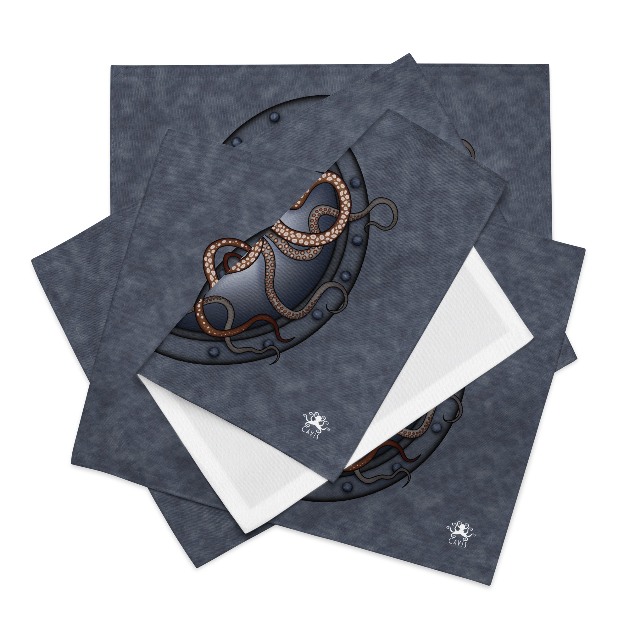 CAVIS Steampunk Octopus Placemat Set, Nautical Porthole Fabric Mat Place Setting - Image 8