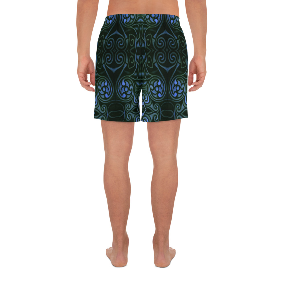 CAVIS Celtic Dragon Men’s Athletic Shorts, Alternative Blue Green Pattern Long Shorts - Image 12