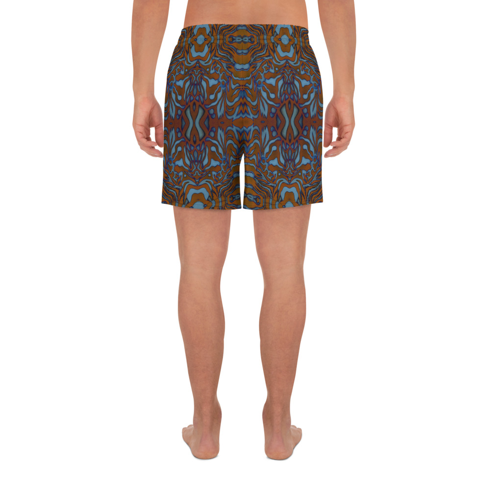 CAVIS Wunderpus Men’s Athletic Shorts, Alternative Orange Blue Octopus Pattern Long Shorts - Image 12