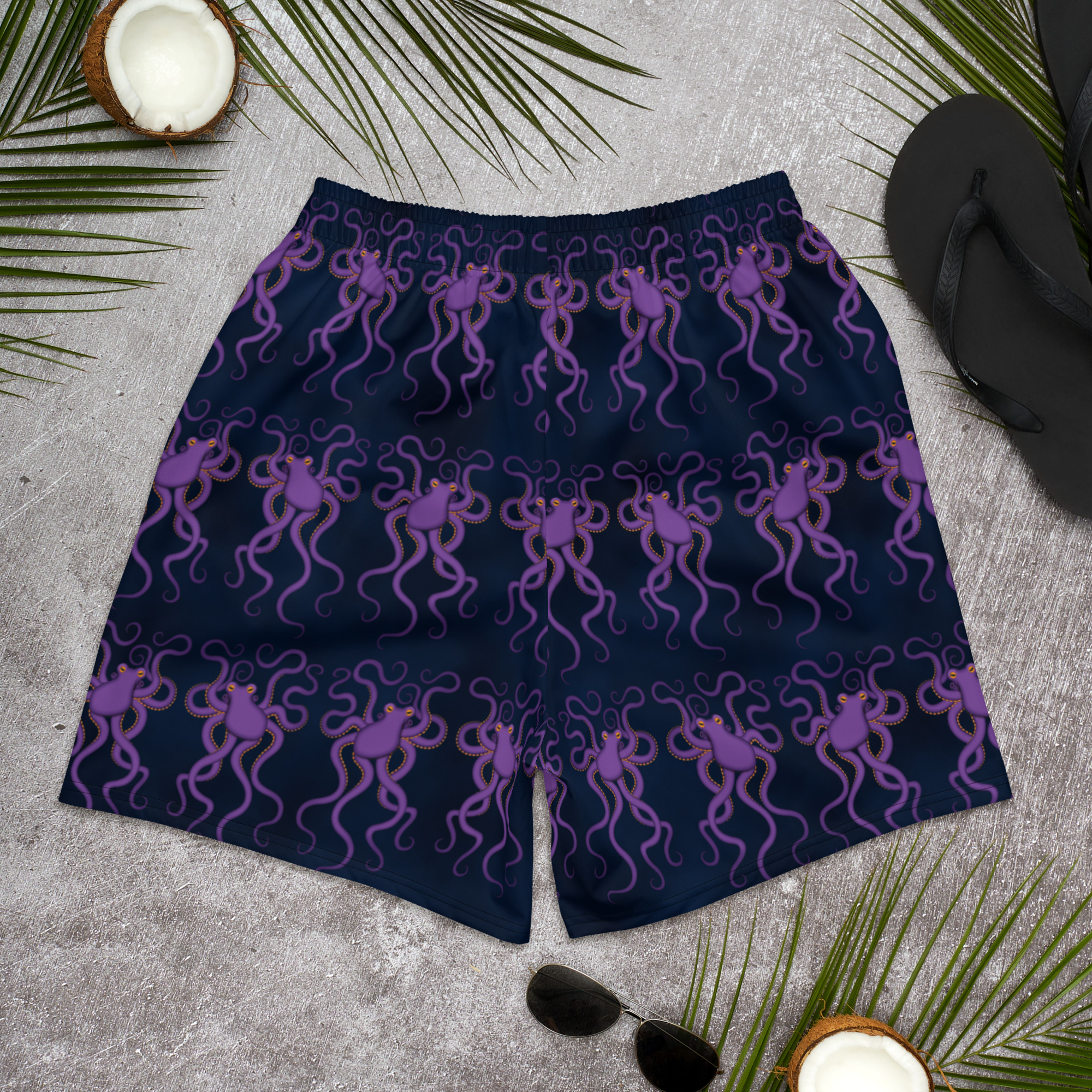 CAVIS Purple Octopus Men's Athletic Long Shorts, Unique Underwater Sea Life Shorts - Image 9